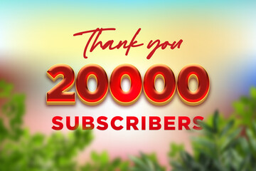 20000 subscribers celebration greeting banner with Fruity Design