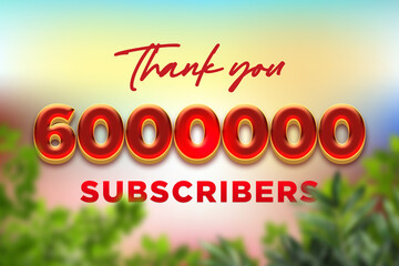 6000000 subscribers celebration greeting banner with Fruity Design