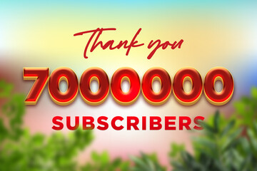 7000000 subscribers celebration greeting banner with Fruity Design