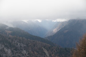 Fototapeta premium hiking in dolomiti di brenta in the beginning of winter