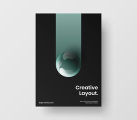 Premium catalog cover vector design layout. Abstract realistic spheres company brochure template.