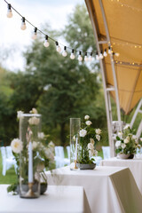 Banquet hall for weddings, banquet hall with atmospheric decor