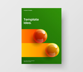 Simple realistic spheres catalog cover concept. Fresh front page design vector illustration.