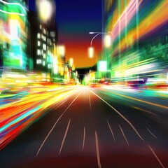 Obraz premium Blurred traffic light trails on road