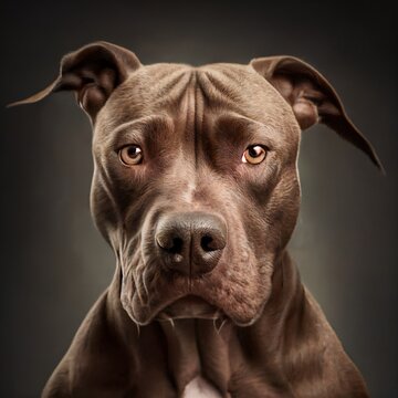  a brown dog with a sad look on its face and a black background with a white spot on the nose Generative AI