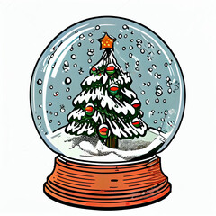 christmas tree with snow globe