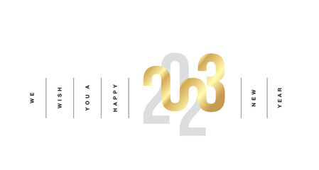 We wish you a Happy New Year 2023 new golden silver modern logo for 2023 template greeting card design
