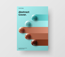 Unique brochure A4 design vector concept. Geometric 3D spheres postcard illustration.