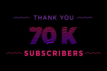 70 K  subscribers celebration greeting banner with Waves Design