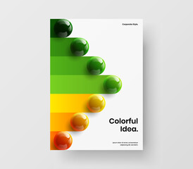 Simple brochure vector design template. Amazing 3D balls postcard illustration.