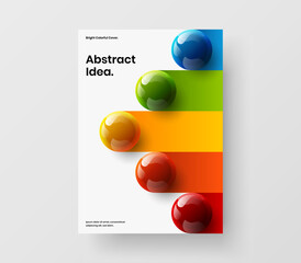 Premium 3D spheres booklet template. Fresh journal cover design vector illustration.
