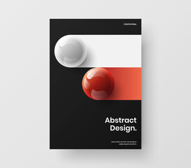 Premium cover design vector layout. Colorful 3D balls flyer template.