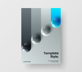 Multicolored realistic balls handbill concept. Colorful cover A4 vector design template.