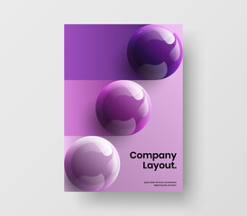 Original corporate cover vector design illustration. Bright realistic spheres brochure layout.