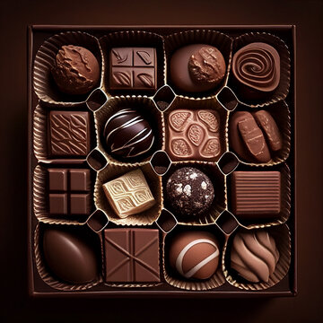 top view assorted box chocolates