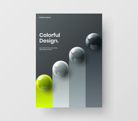 Simple realistic balls front page concept. Multicolored booklet vector design illustration.