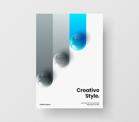 Colorful pamphlet A4 vector design layout. Trendy realistic balls company cover concept.