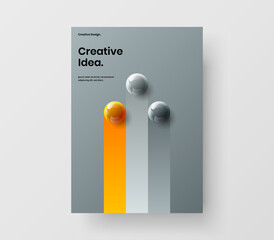 Geometric brochure design vector layout. Fresh 3D spheres handbill illustration.
