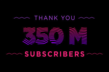 350 Million  subscribers celebration greeting banner with Waves Design