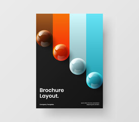Isolated realistic balls flyer concept. Abstract booklet A4 design vector layout.