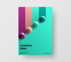 Creative annual report design vector template. Premium 3D spheres cover concept.
