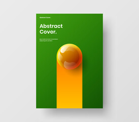 Geometric realistic balls leaflet concept. Amazing catalog cover A4 design vector illustration.
