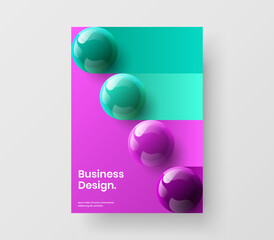 Original realistic spheres corporate brochure template. Minimalistic booklet A4 vector design layout.