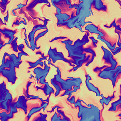 Abstract seamless pattern. Marble swirl futuristic acrylic illustration with distortion. Colorful background. Vibrant texture for modern design, print, fabric, textile, wallpaper.