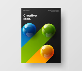 Multicolored company brochure vector design concept. Clean realistic spheres flyer template.