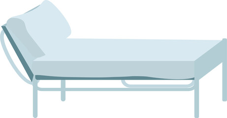 Medical exam table semi flat color raster object. Full sized item on white. Hospital table. Furniture for health care facility simple cartoon style illustration for web graphic design and animation