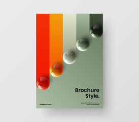 Minimalistic catalog cover design vector concept. Premium realistic balls leaflet layout.