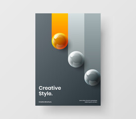 Unique postcard design vector layout. Modern 3D spheres book cover illustration.