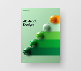 Multicolored annual report vector design illustration. Trendy realistic balls magazine cover template.