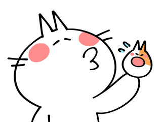 チューをしようとするにゃんこと嫌がるハムスターのイラスト素材