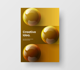 Geometric flyer A4 vector design template. Abstract realistic balls placard concept.