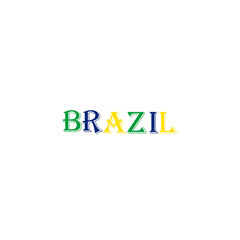 Brazil word text in the colors of the Brazilian flag