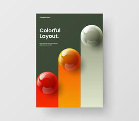 Original catalog cover vector design illustration. Abstract realistic spheres corporate identity template.