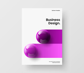 Fresh realistic balls book cover layout. Simple company brochure A4 vector design template.