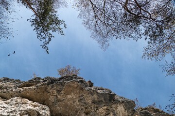 rock climbing limestone cliff in dolomites