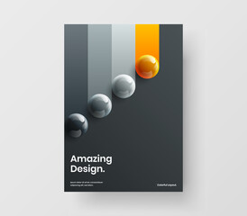 Premium pamphlet A4 vector design concept. Unique realistic balls banner illustration.