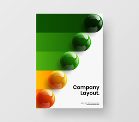 Colorful 3D balls company brochure concept. Amazing corporate cover design vector layout.