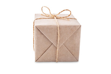 Organic square gift box on a white isolated background