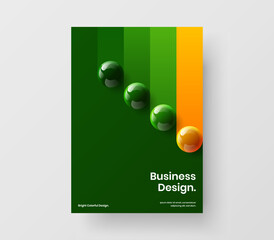 Abstract 3D balls poster template. Vivid leaflet A4 vector design illustration.