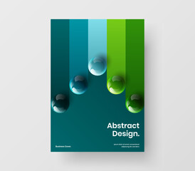 Unique annual report design vector layout. Geometric 3D balls catalog cover concept.