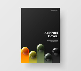 Bright 3D balls poster concept. Clean annual report A4 design vector layout.