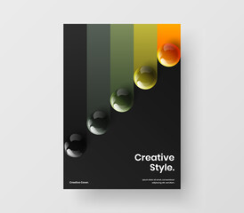 Bright cover design vector template. Trendy realistic balls brochure illustration.