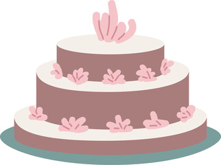 Chocolate cake with whipping cream semi flat color raster object. Purchasing baked goods at cakery. Sweet dessert simple cartoon style illustration for web graphic design and animation