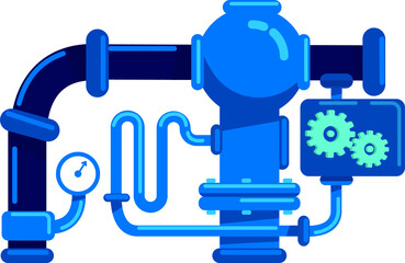 Pipes for water supply semi flat color raster object. Full sized item on white. Plumbing pipes. Steel piping systems simple cartoon style illustration for web graphic design and animation