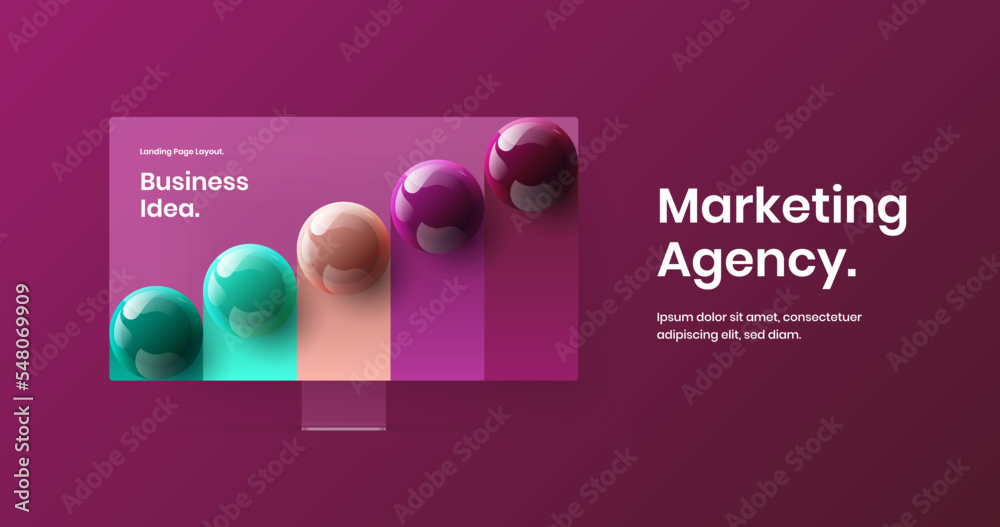 Wall mural Isolated landing page design vector illustration. Original computer monitor mockup web project template.