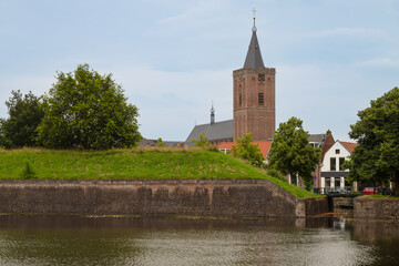 Fototapeta na wymiar Cityscape of the fortified town of Naarden, the Netherlands.